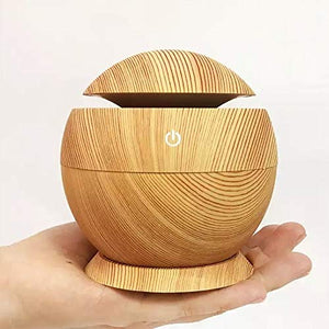 Gray Cat 1PCS, Small Portable 130ml USB Humidifier with Base Wood Grain for Small Room Desktop