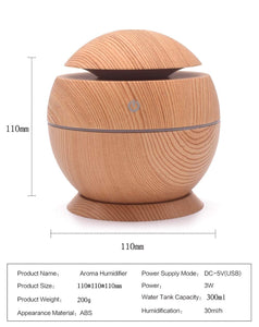Gray Cat 1PCS, Small Portable 130ml USB Humidifier with Base Wood Grain for Small Room Desktop
