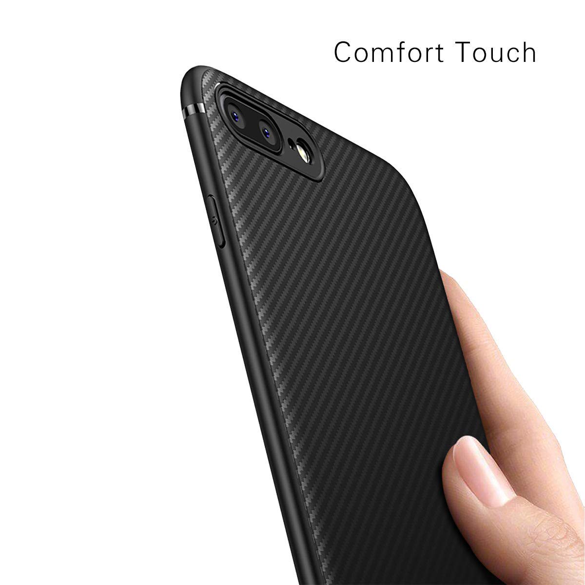 ZOFEEL Funda para iPhone 7 Plus iPhone 8 Plus, Absorción de Choque Resistente y diseño de Fibra de Carbono Funda Case para iPhone 7 Plus iPhone 8 Plus Negro Mate (iPhone 7 Plus/iPhone 8 Plus)