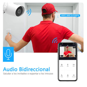 AKASO Cámara de Seguridad Exterior HD1080P IP WIFI Impermeable Compatible con Alexa Google Home Fire TV Audio Bidireccional Detección de Movimiento Visión Nocturna Almacenamiento en Tarjeta/Cloud