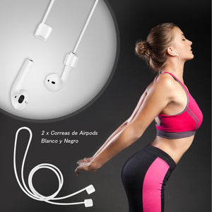 cuauco Airpods Cubierta Impermeable de Goma silícica, 2 Airpods Cuerdas de Guarda,2 Pares Airpods Gancho para la Oreja,2 Nudo para el Montañismo,1 Watch Holder,1 Caja de Guarda (9 en 1)(azúl Oscuro)