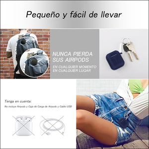 cuauco Airpods Cubierta Impermeable de Goma silícica, 2 Airpods Cuerdas de Guarda,2 Pares Airpods Gancho para la Oreja,2 Nudo para el Montañismo,1 Watch Holder,1 Caja de Guarda (9 en 1)(azúl Oscuro)