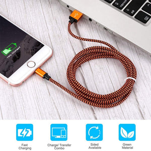 Cable iPhone [MFi Certificado] Cable Lightning 1.8M [3 Pack] Trenzado de Cargador iPhone Compatible con iPhone X 8 8 Plus 7 7 Plus 6s 6s Plus 6 6 Plus (Azul, Verde, Naranja)